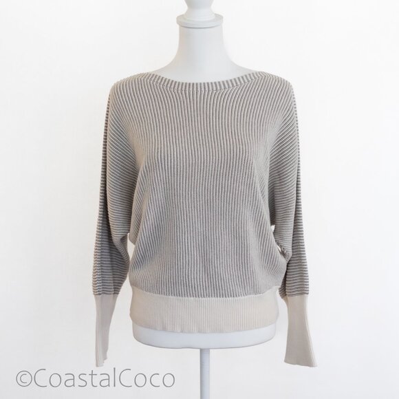 Margaret O’Leary Dolman Knit Sweater M 100% Cotton Neutral Minimalist Luxury - Picture 1 of 12